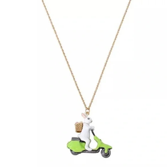 Betsey Johnson Bunny Vespa Pendant Slider Necklace - Picture 2 of 4
